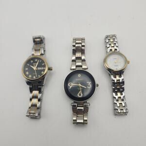 Lot 3 Watches Timex Indiglo Embassy Diamond Olexis Quartz Untested Parts Repair